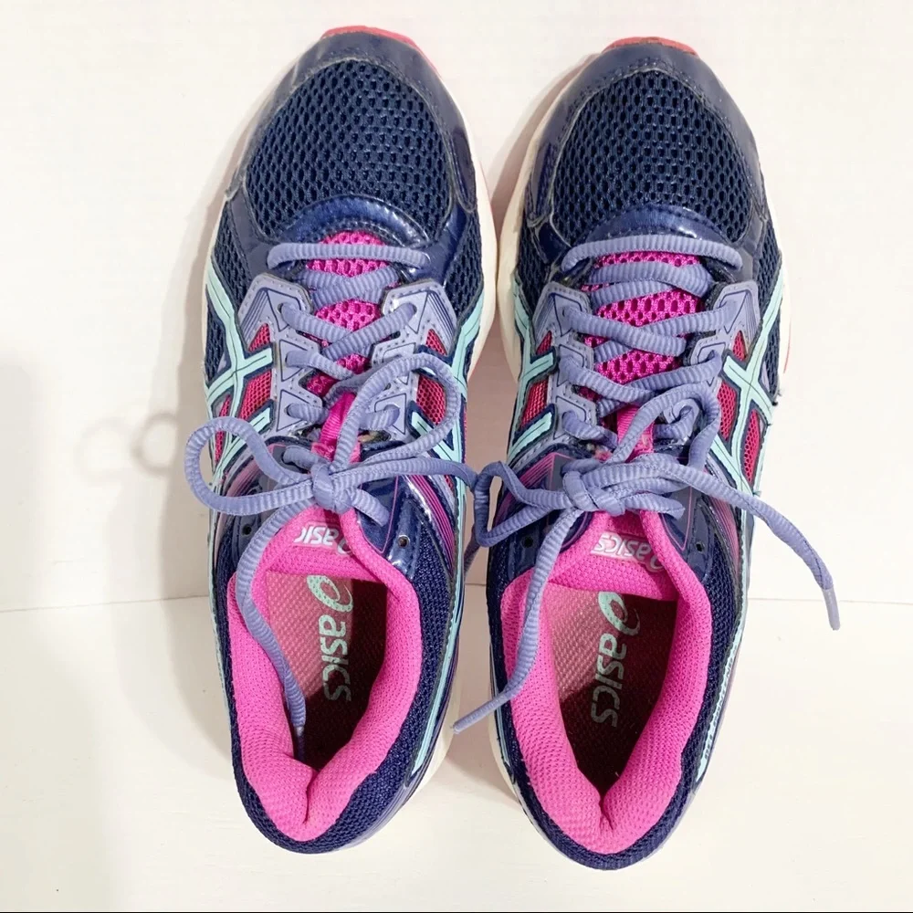 Asics Gel-Contend 3 T5F9N Running Athletic Walking Lace Up Shoes Pink/Teal/Navy